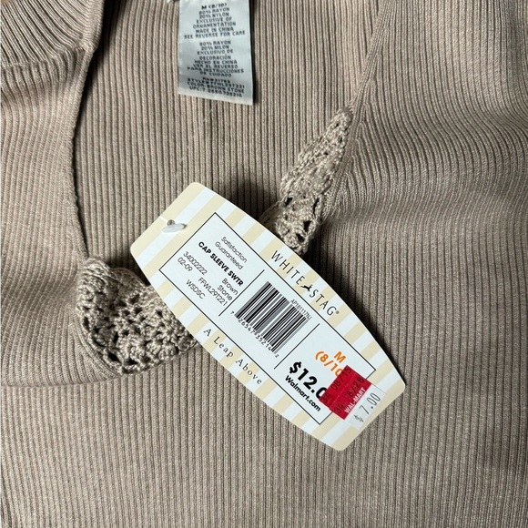 White Stag Dead stock Ribbed Thick Tee Women’s Size Medium Light Brown - Picture 5 of 6